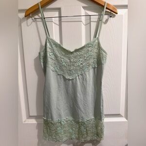 Studio Y Green Lace Chemise Tank Top Y2K 90s Bella Swan Vampire Diaries